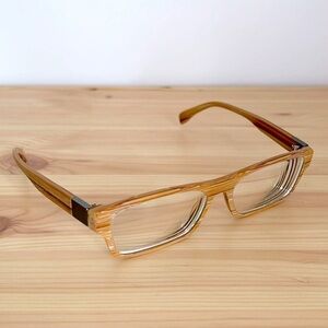 ZENNI Glasses Frames Light Brown Wooden Pattern